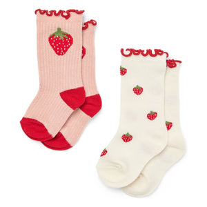 Flöss - Set de 2 pares de calcetines de fresas de encaje calado Vigga | Rosa