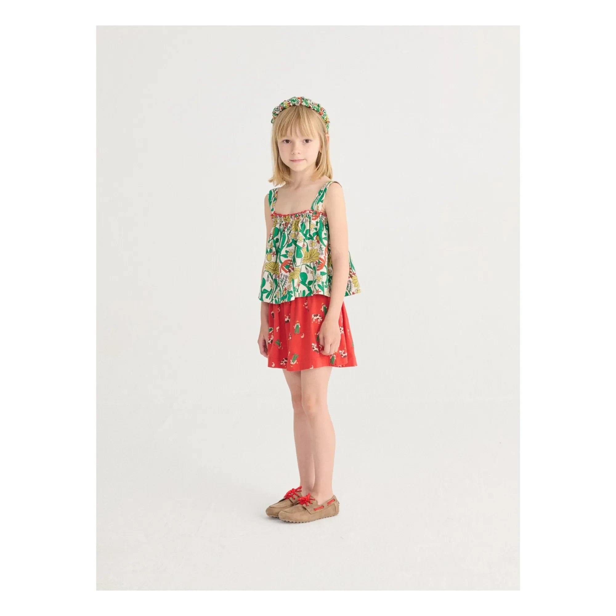Bobo Choses - Top fruncido con estampado floral de algodón orgánico | Blanco