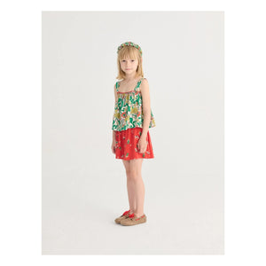 Bobo Choses - Top fruncido con estampado floral de algodón orgánico | Blanco
