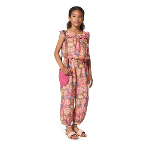 Chloé - Pelele floral de algodón orgánico | Rosa empolvado