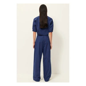 Sessùn - Pantalones de rayas de algodón Provencia | Azul marino