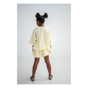 Repose AMS - Blusa con botones en la espalda de algodón orgánico | Amarillo pálido