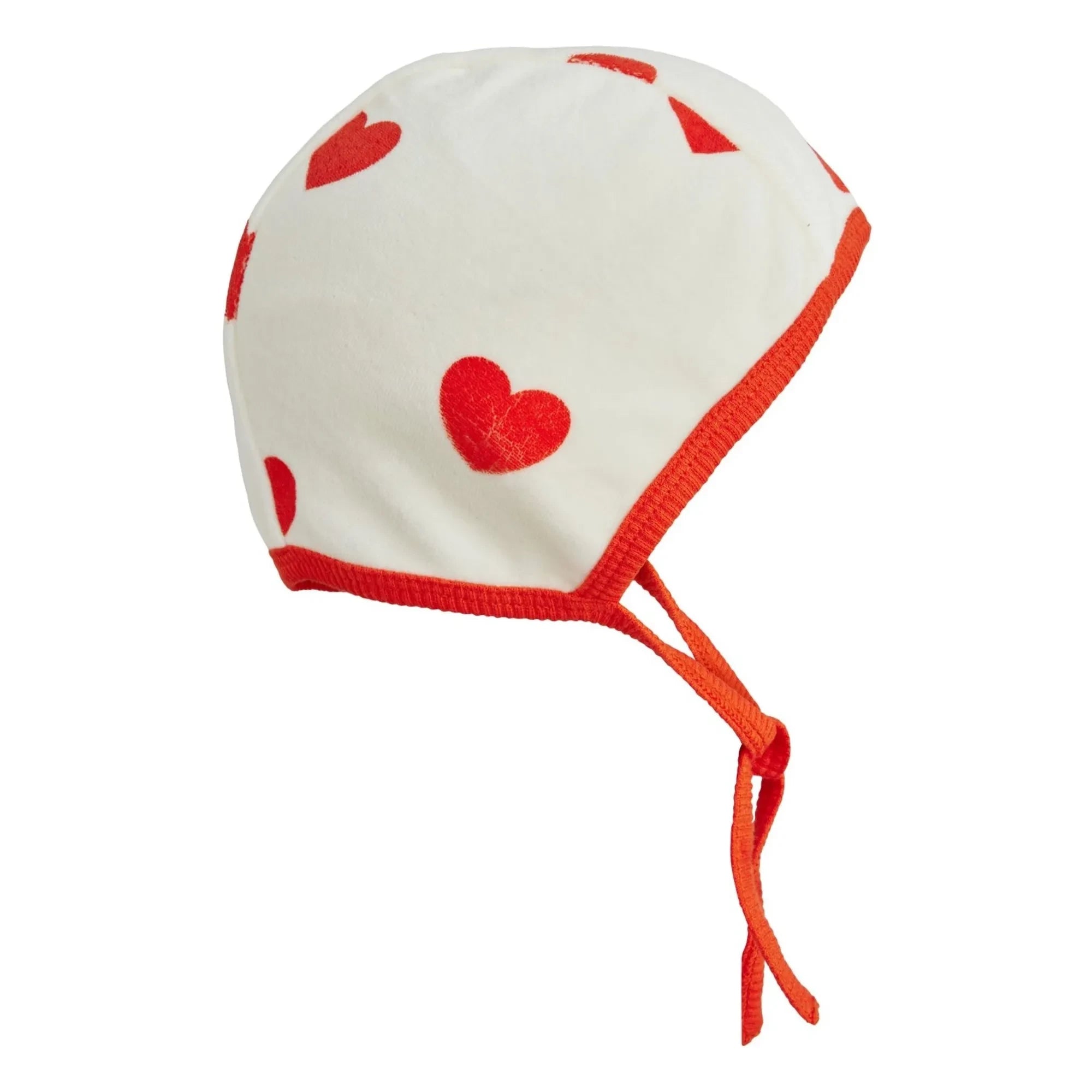Mini Rodini - Gorro con estampado de corazones de algodón orgánico | Blanco