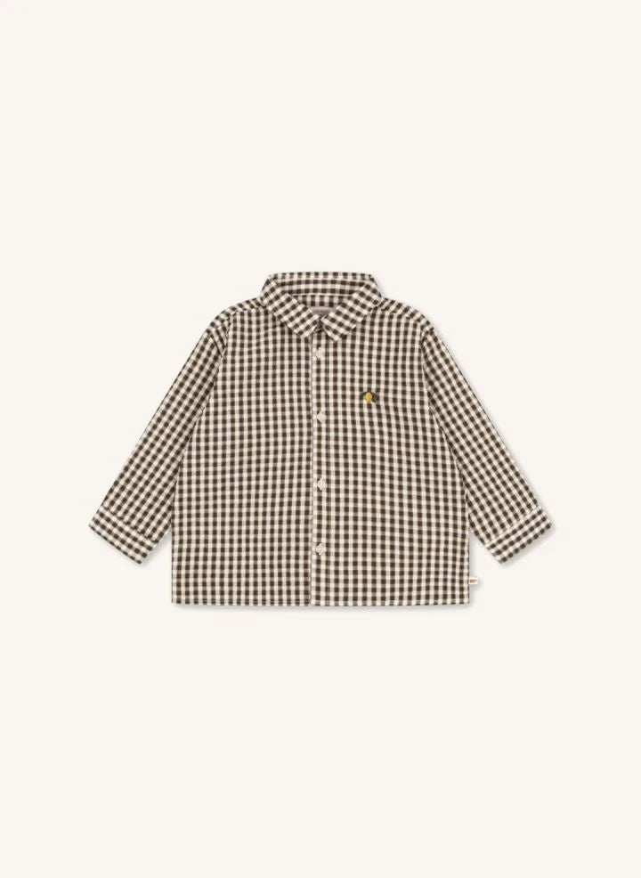 Konges Sløjd - Camisa seersucker a cuadros Kim, Algodón orgánico | Marrón