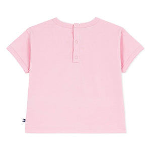 Petit Bateau - Camiseta de Corazones de Algodón Orgánico para Bebé | Rosa