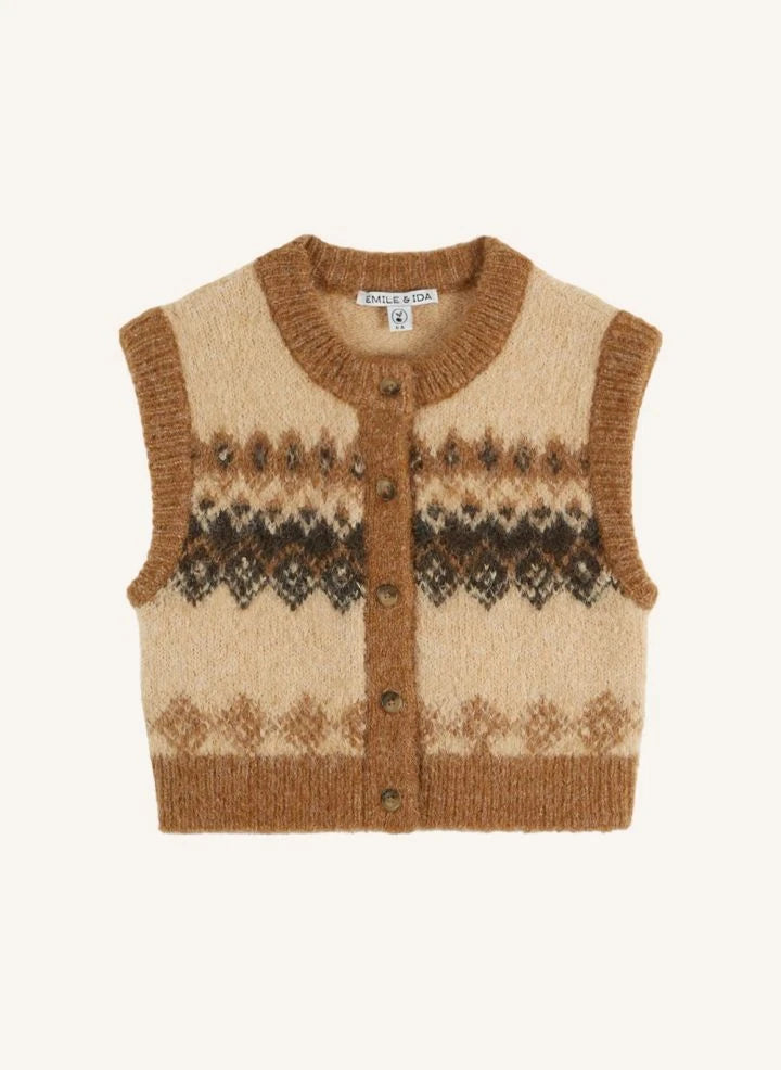 Emile et Ida - Chaleco jacquard sin mangas | Beige
