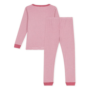 Petit Bateau - Milleraies Organik Pamuklu Dar Kesim Çizgili Pijama | Toz Pembe