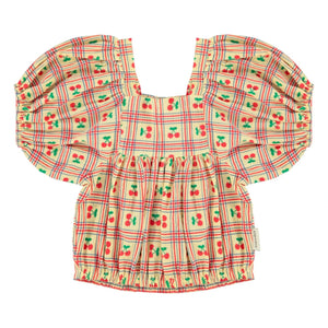 Piupiuchick - Amarillo | Blusa con volante y estampado de cerezas