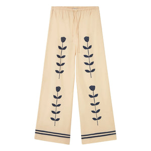 The Tiny Big Sister - Pantalones de lino y algodón elásticos | Crema