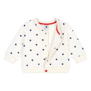 Petit Bateau - Chaqueta de punto de algodón con lunares | Crudo