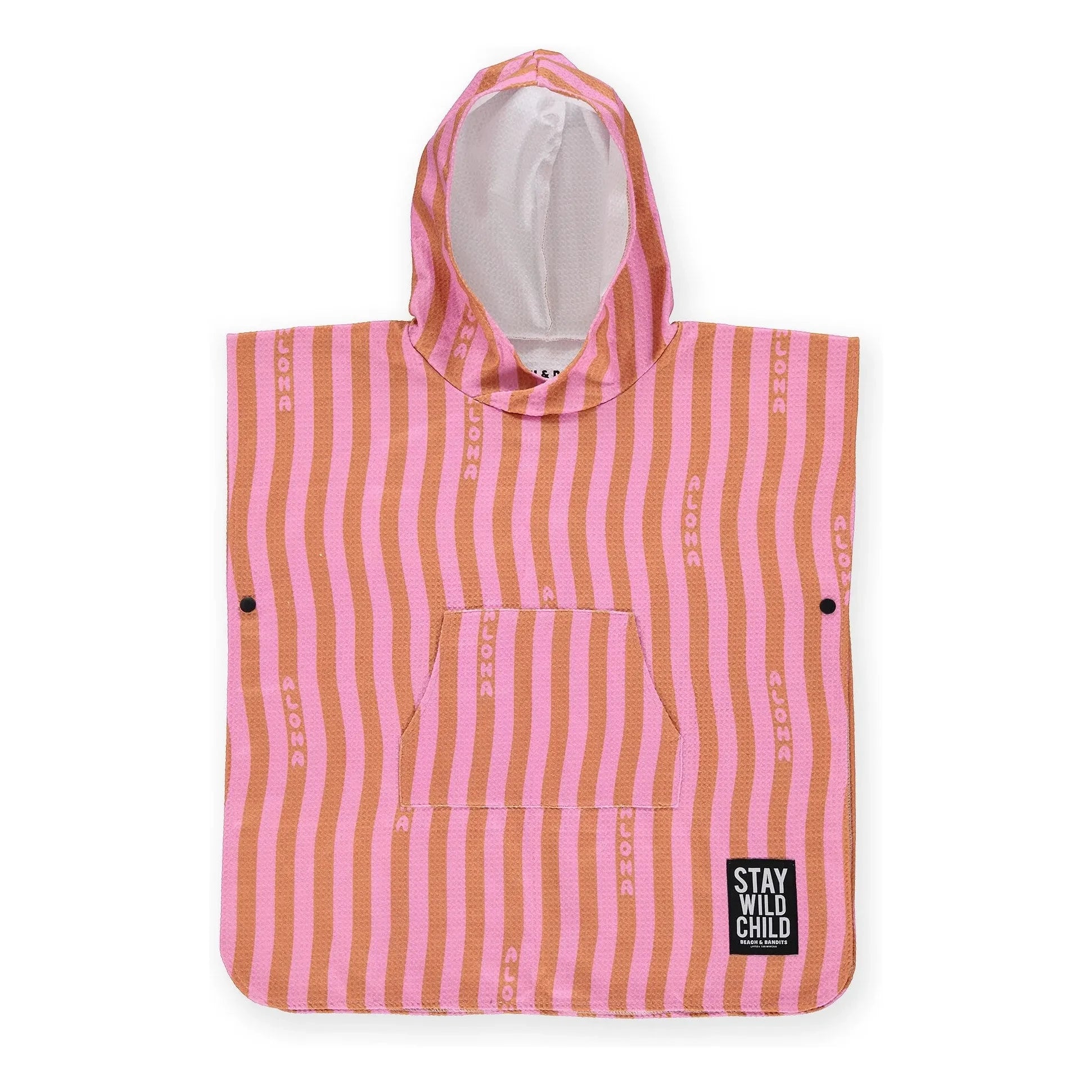 Beach & Bandits - Poncho a rayas de algodón orgánico Aloha | Rosa