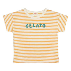 Búho - Camiseta de Algodón Orgánico Gelato a Rayas | Amarillo