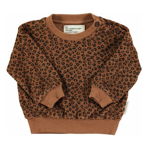 Piupiuchick - Sudadera Leopardo con Tejido de Felpa de Algodón Orgánico | Marrón