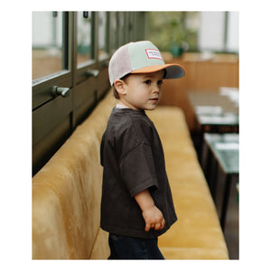 Hello Hossy - Gorra con visera curvada de algodón orgánico Mini Trucker | Verde claro