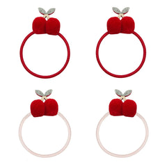 Mimi & Lula - Set de 4 coleteros con pompones de cerezas | Rojo