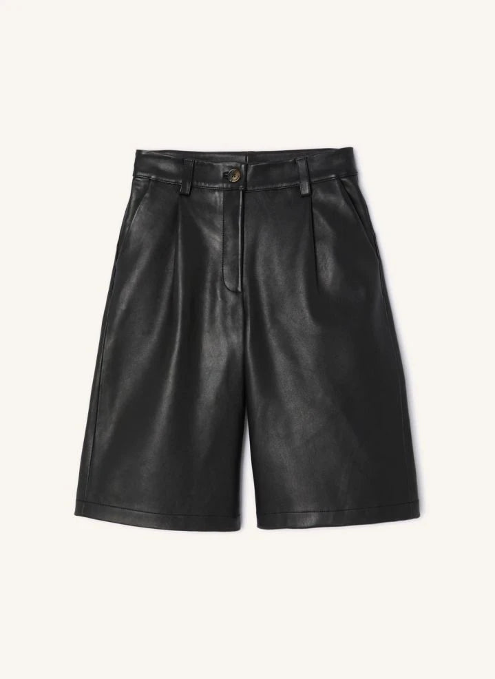 Nitah - Pantalones Cortos de Piel | Negro
