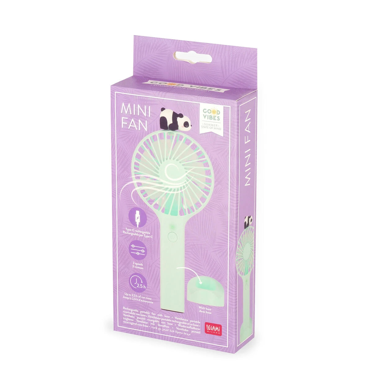 Legami - Ventilador portátil recargable con base - Mini ventilador