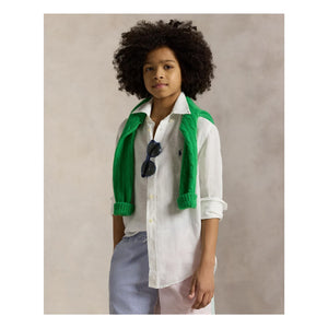 Ralph Lauren - Camisa de lino deportiva con logo | Blanco