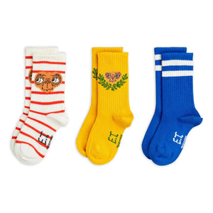 Mini Rodini - Set de 3 Pares de Calcetines E.T. de Algodón Orgánico | Blanco