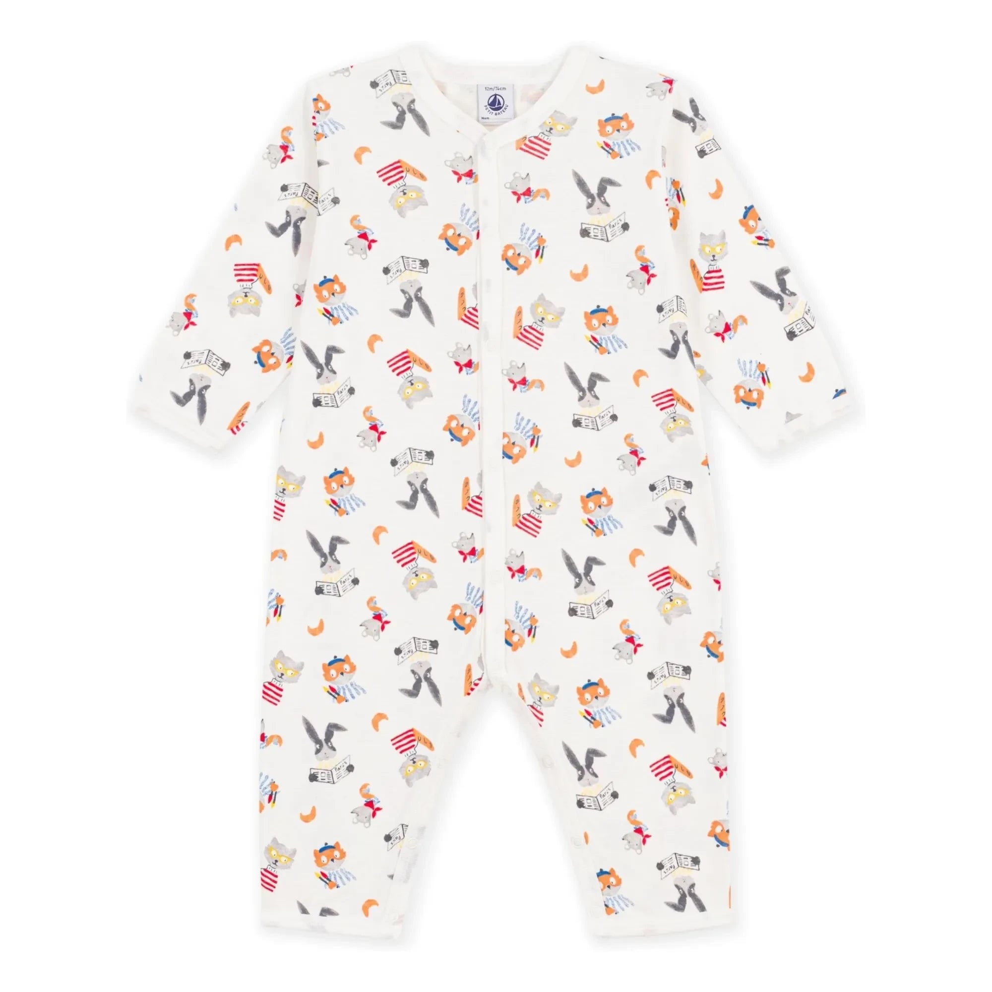 Petit Bateau - Pijama de animales Dors Bien de algodón orgánico | Blanco