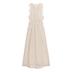 Louise Misha - Vestido de lino y algodón a rayas Ariane | Crema
