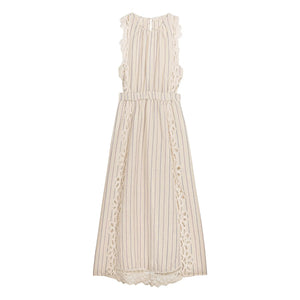 Louise Misha - Vestido de lino y algodón a rayas Ariane | Crema