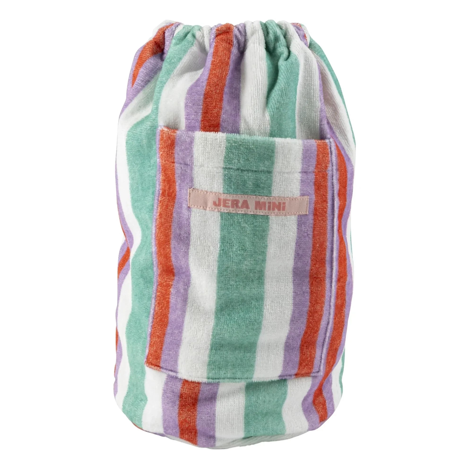 Jera Mini - Mochila a rayas con bolsillo para toalla