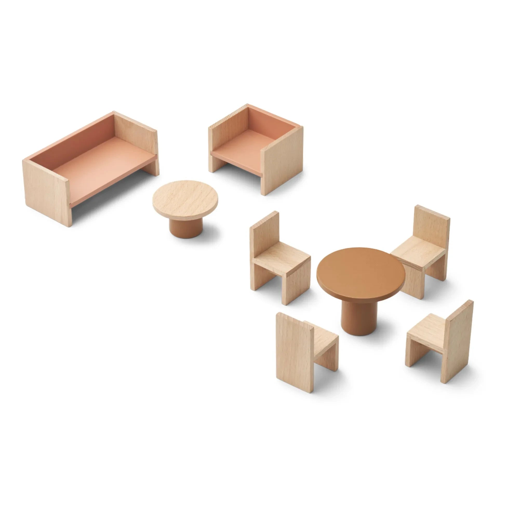 Liewood - Juego de muebles de salón de casa de muñecas rosa