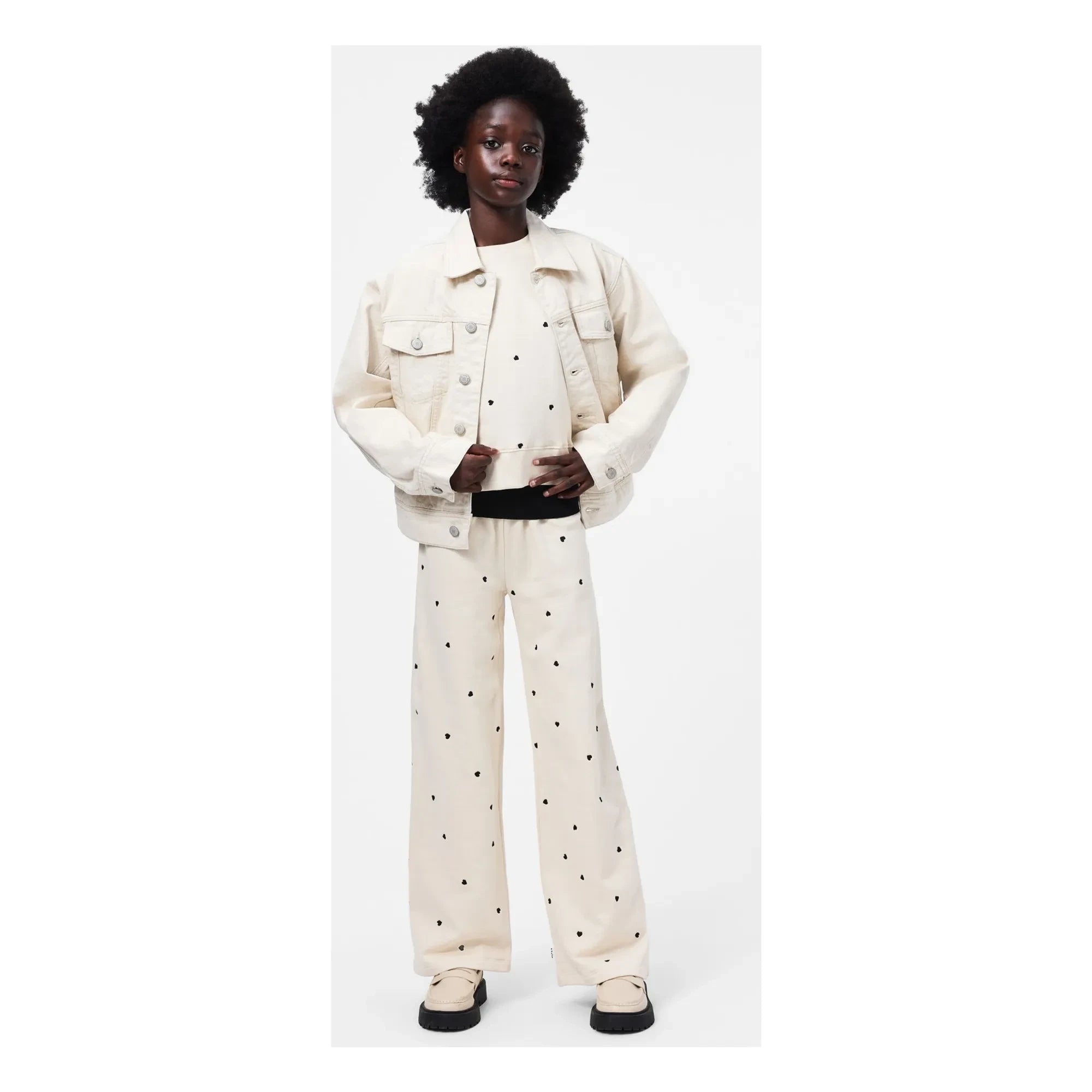 Molo - Anna Corazones Pantalones Jogger de Algodón Orgánico | Crudo