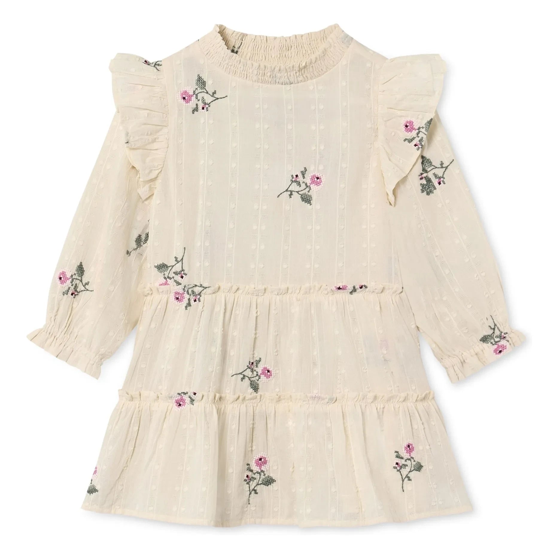 Fliink - Vestido Dobby de Flores | Crudo