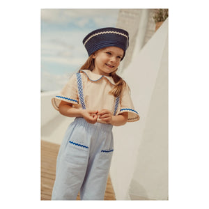 THE LiTTLE POETS - Blusa bordada con cuello Claudine Florbela Carreaux | Amarillo pálido