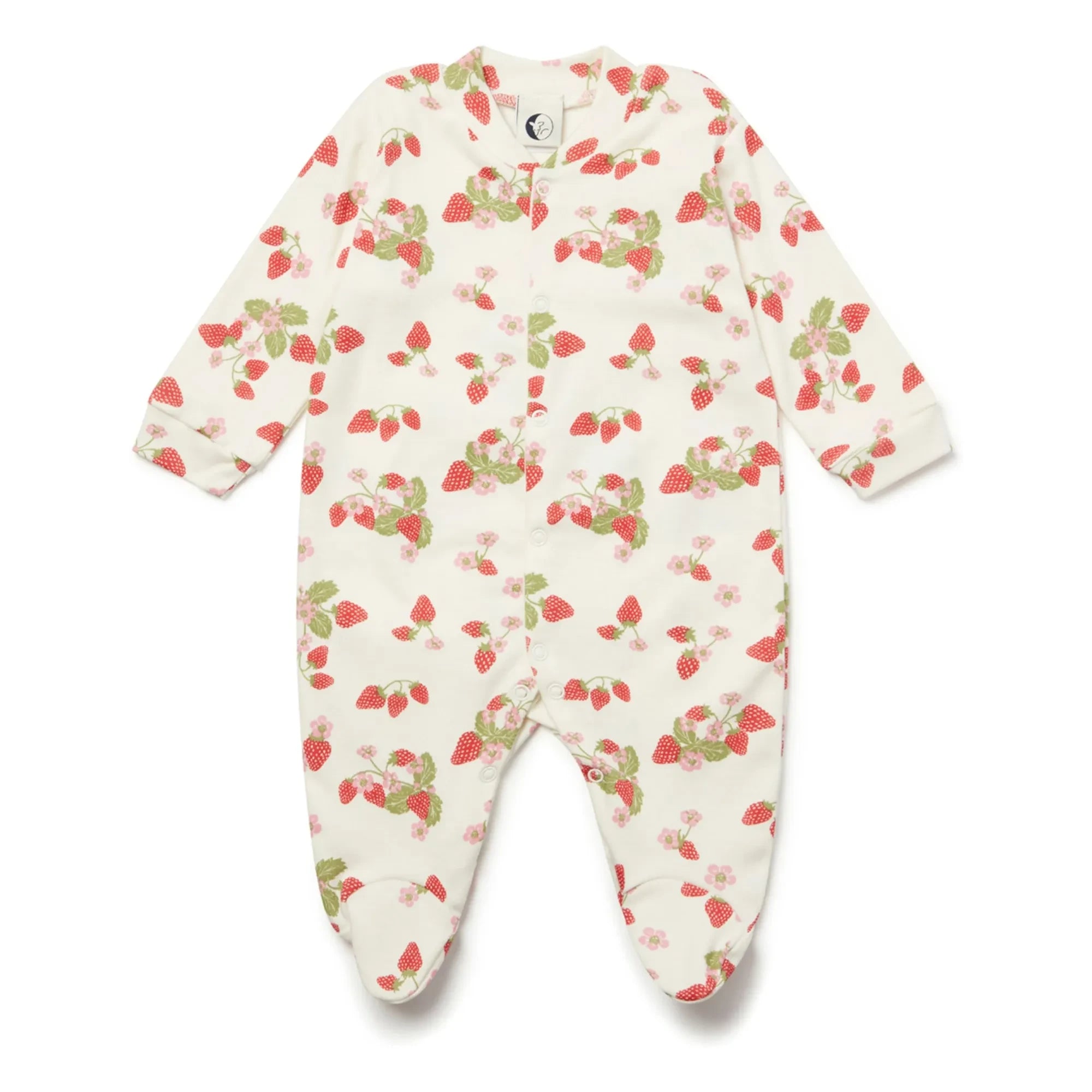 Sleepy Doe - Pijama con pies Fresa Algodón Orgánico | Crudo