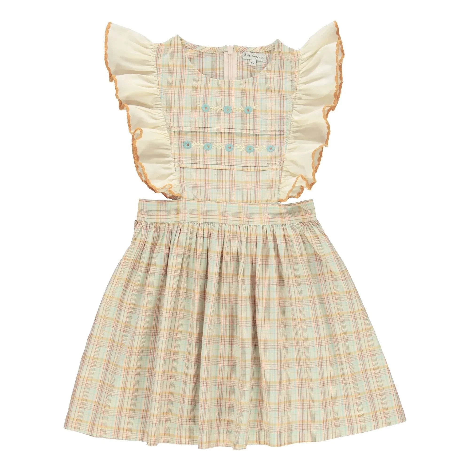 Bebe Organic - Vestido de algodón orgánico con volantes Giulia | Ocre