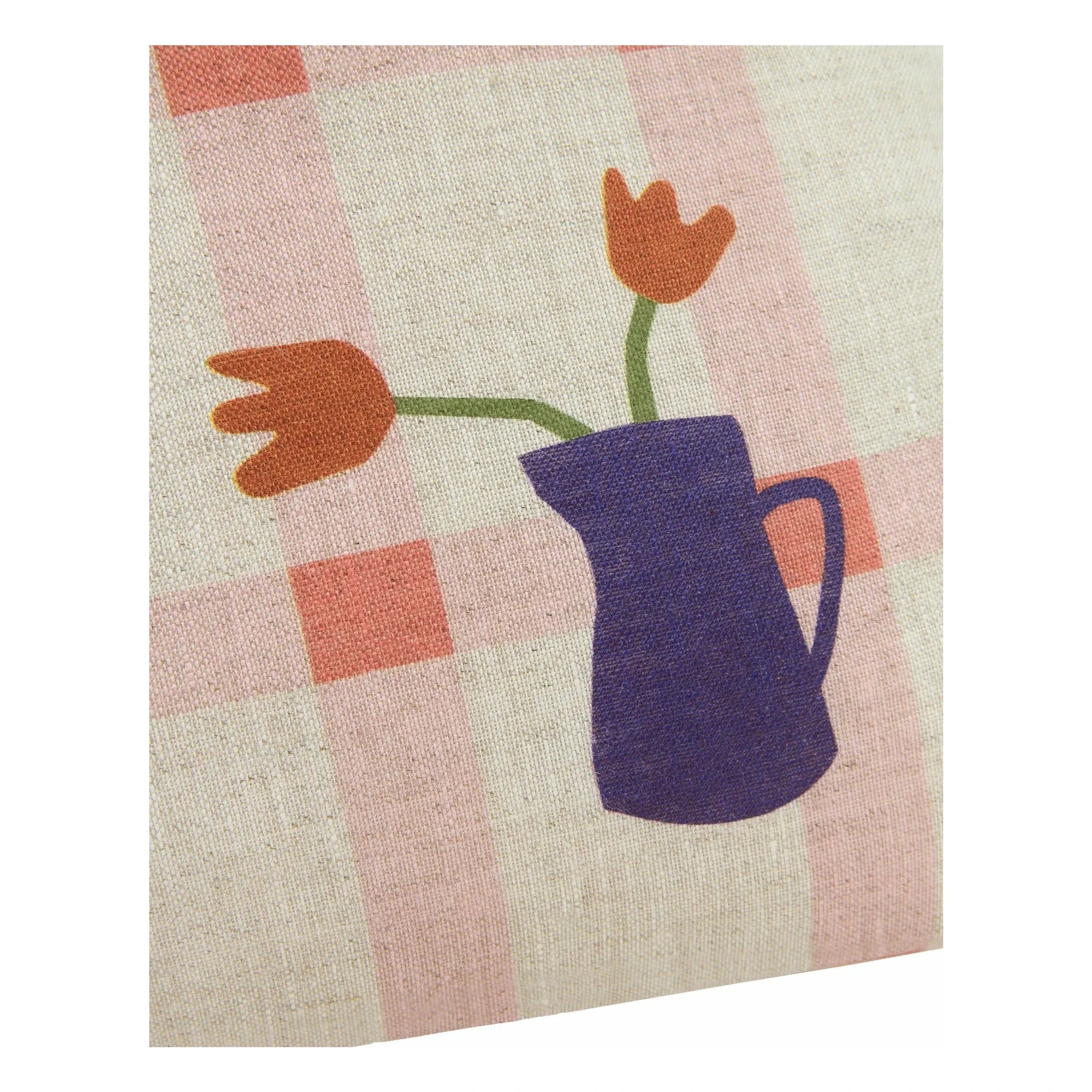 Nobodinoz - Cojín rectangular Tulipe Vibes - Lino francés | Rosa