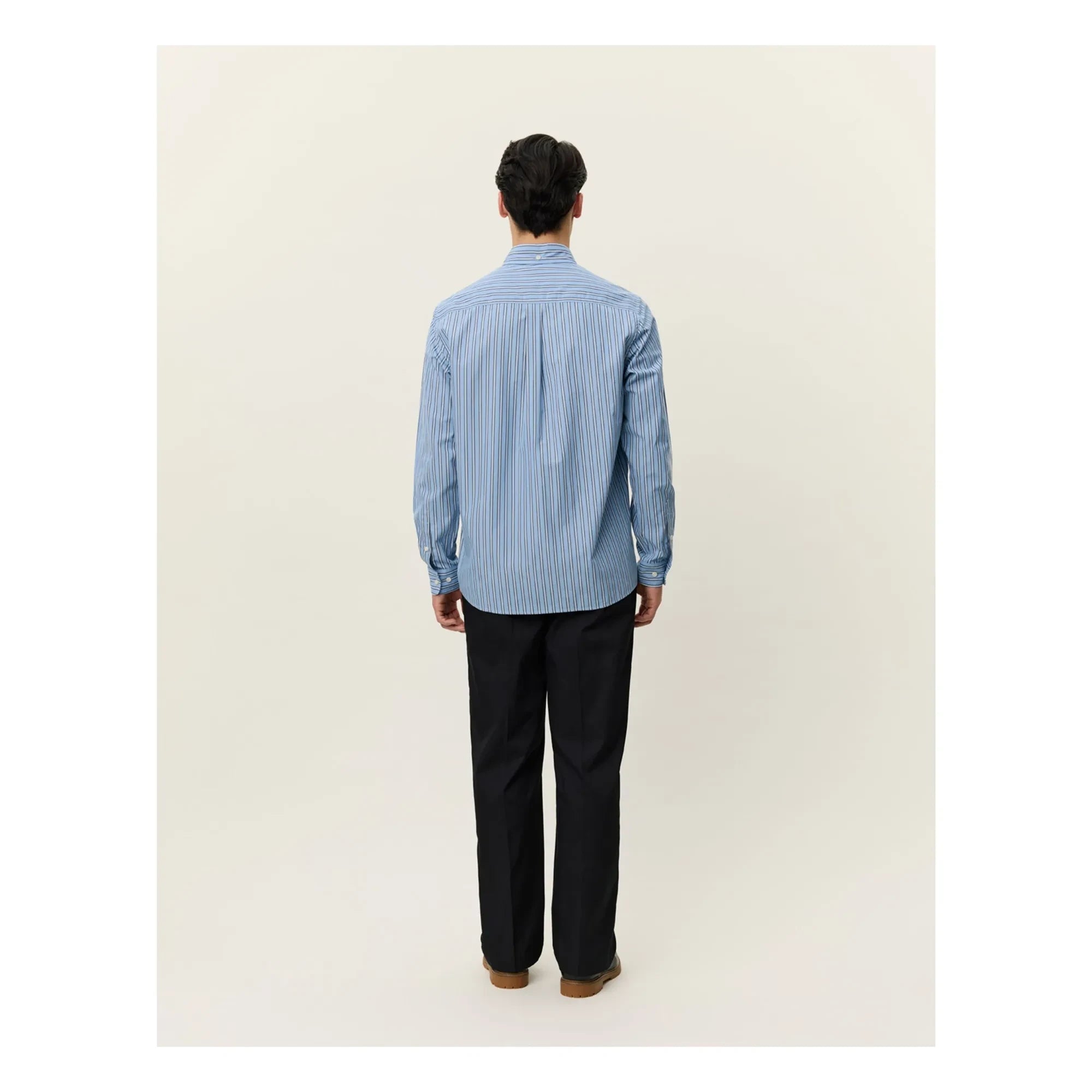 Les Deux - Camisa de popelín de rayas Kent Algodón de rayas Bio | Azul