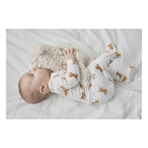 Petit Lem - Pijama de algodón orgánico y modal, con detalle de huellas de perro | Blanco