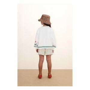 Tinycottons - Pantalones cortos abullonados Roses de algodón orgánico | Blanco