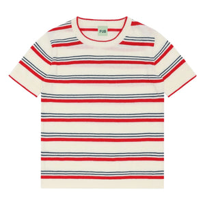 FUB - Camiseta Rayas Malla Extrafina Algodón Orgánico | Rojo