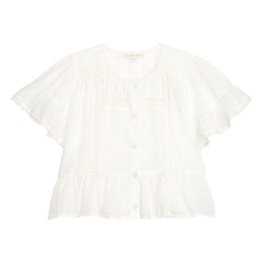 Louise Misha - Blusa con volantes Amalia Algodón orgánico | Blanco