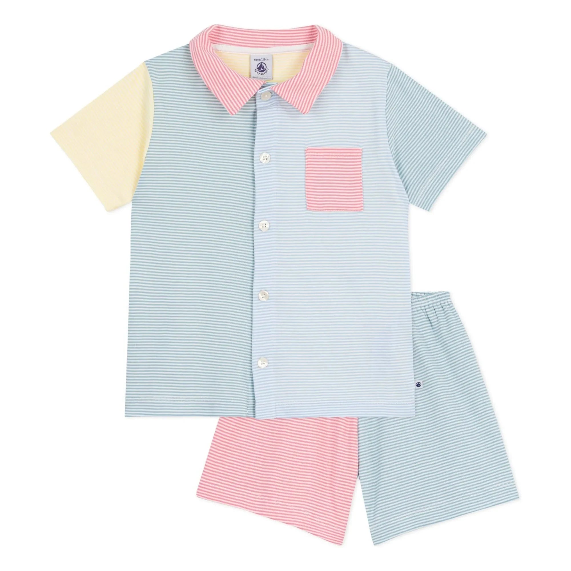 Petit Bateau - Pijama corto color block Millerais | Azul