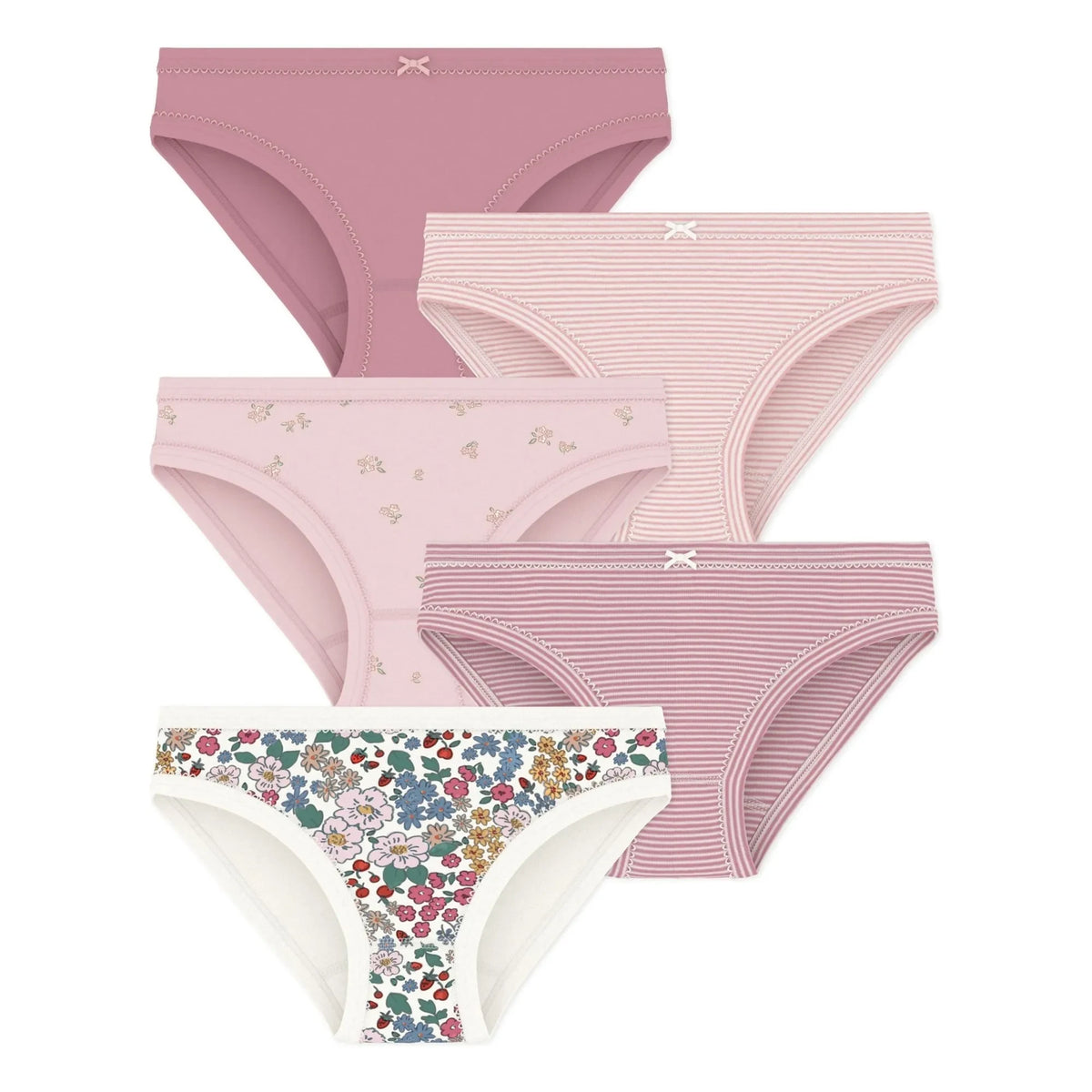 Petit Bateau - Set de 5 bragas con estampado floral | Rosa