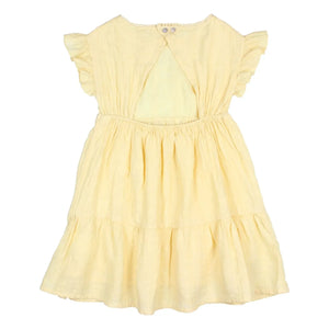 Búho - Vestido sin espalda de vual de algodón Lurex | Amarillo