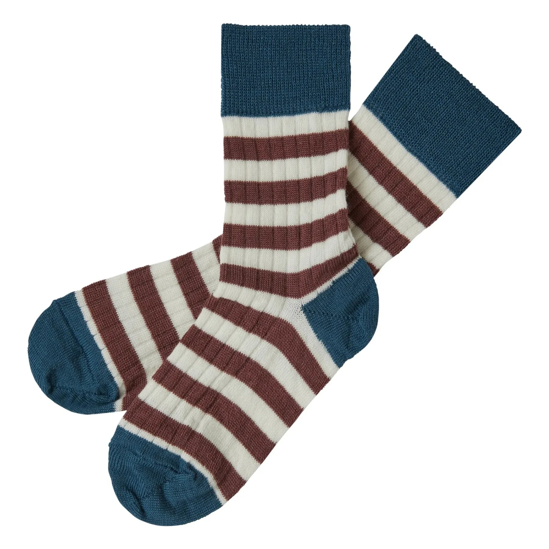 FUB - Pack de 2 calcetines de lana a rayas | Arcilla
