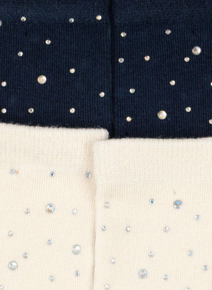 Konges Sløjd - Set de 2 pares de calcetines con pedrería | Azul marino