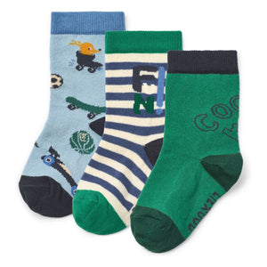 Liewood - Pack de 3 Calcetines con Estampado de Animales Silas | Azul