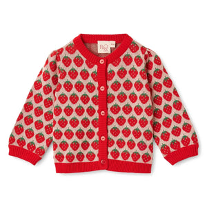 Flöss - Chaqueta de Punto con Fresas | Roja