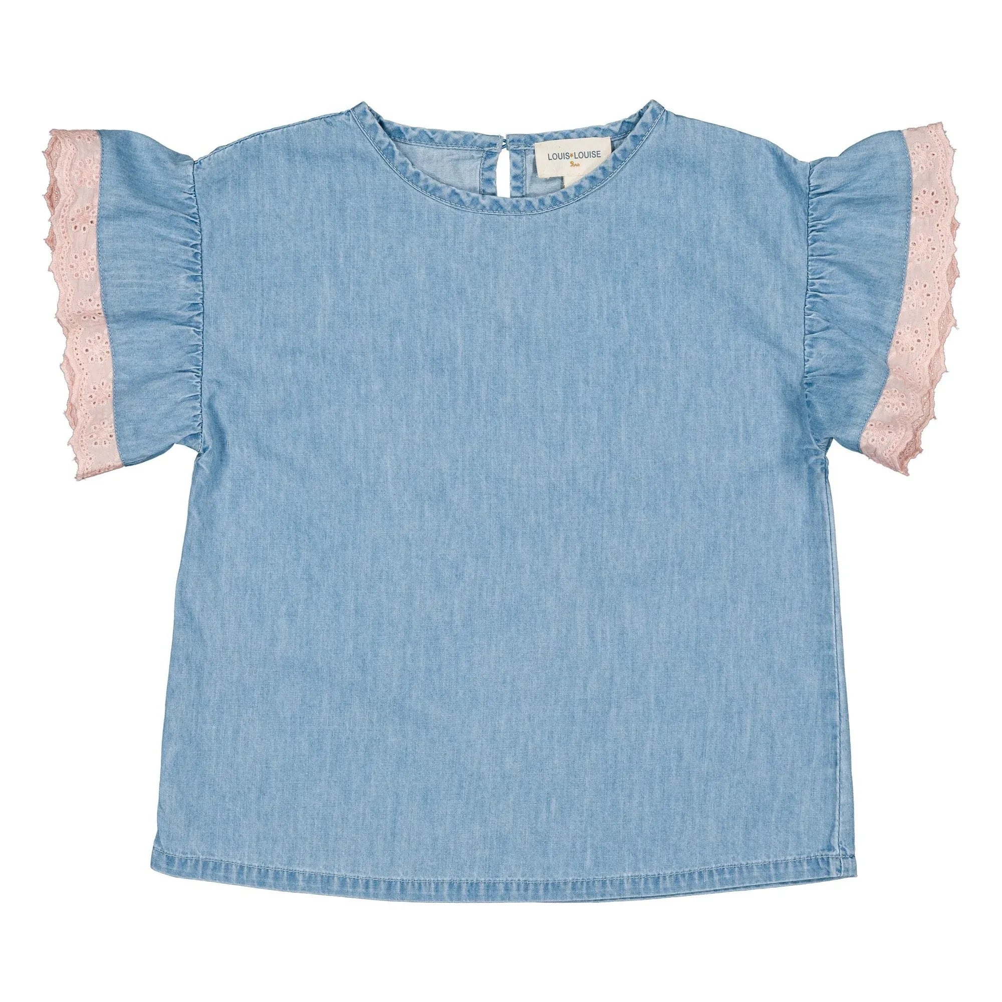 Louis Louise - Camiseta Loli Chambray con Encaje | Azul Claro
