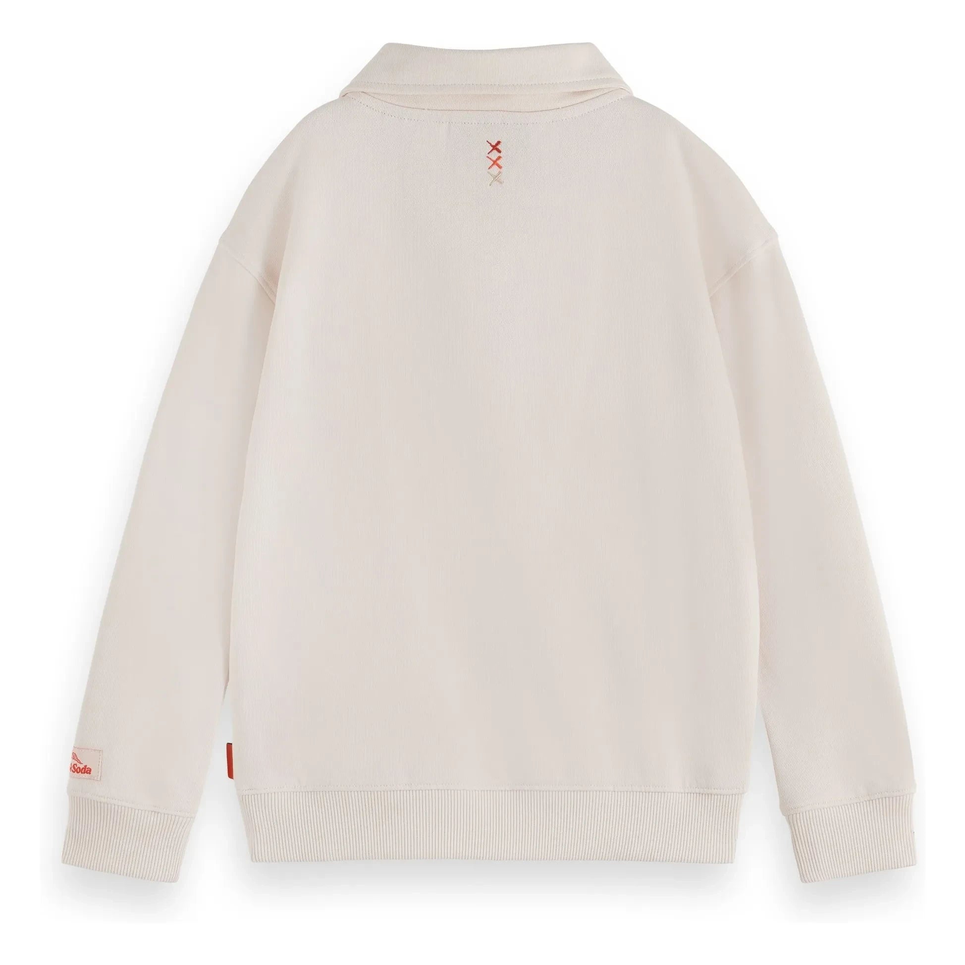 Scotch & Soda - Sudadera tipo polo de algodón orgánico Artwork | Marfil