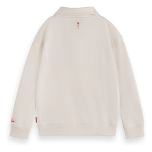 Scotch & Soda - Sudadera tipo polo de algodón orgánico Artwork | Marfil