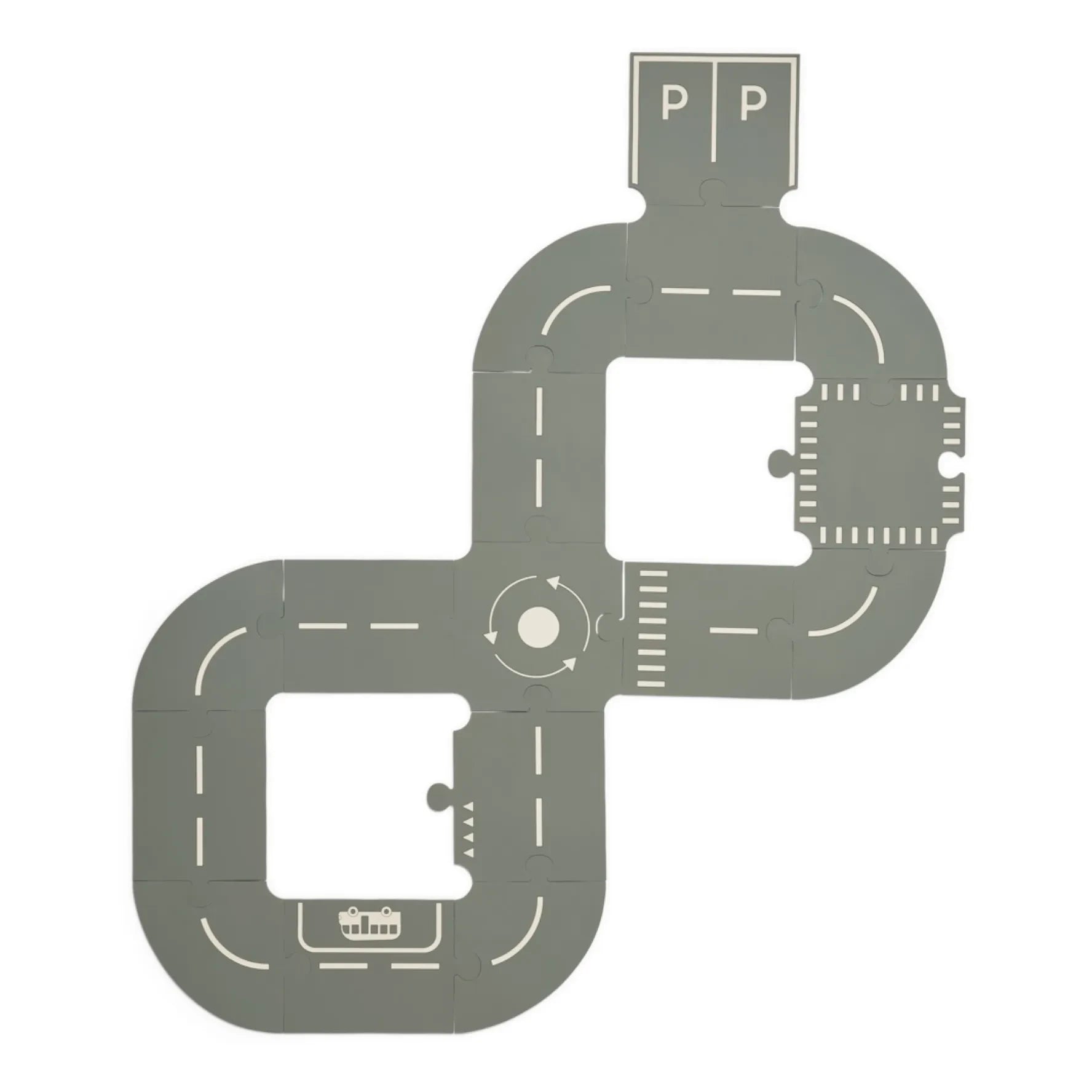 Liewood - Puzzle de carretera - Set de 16 piezas | Gris ceniza/Arena